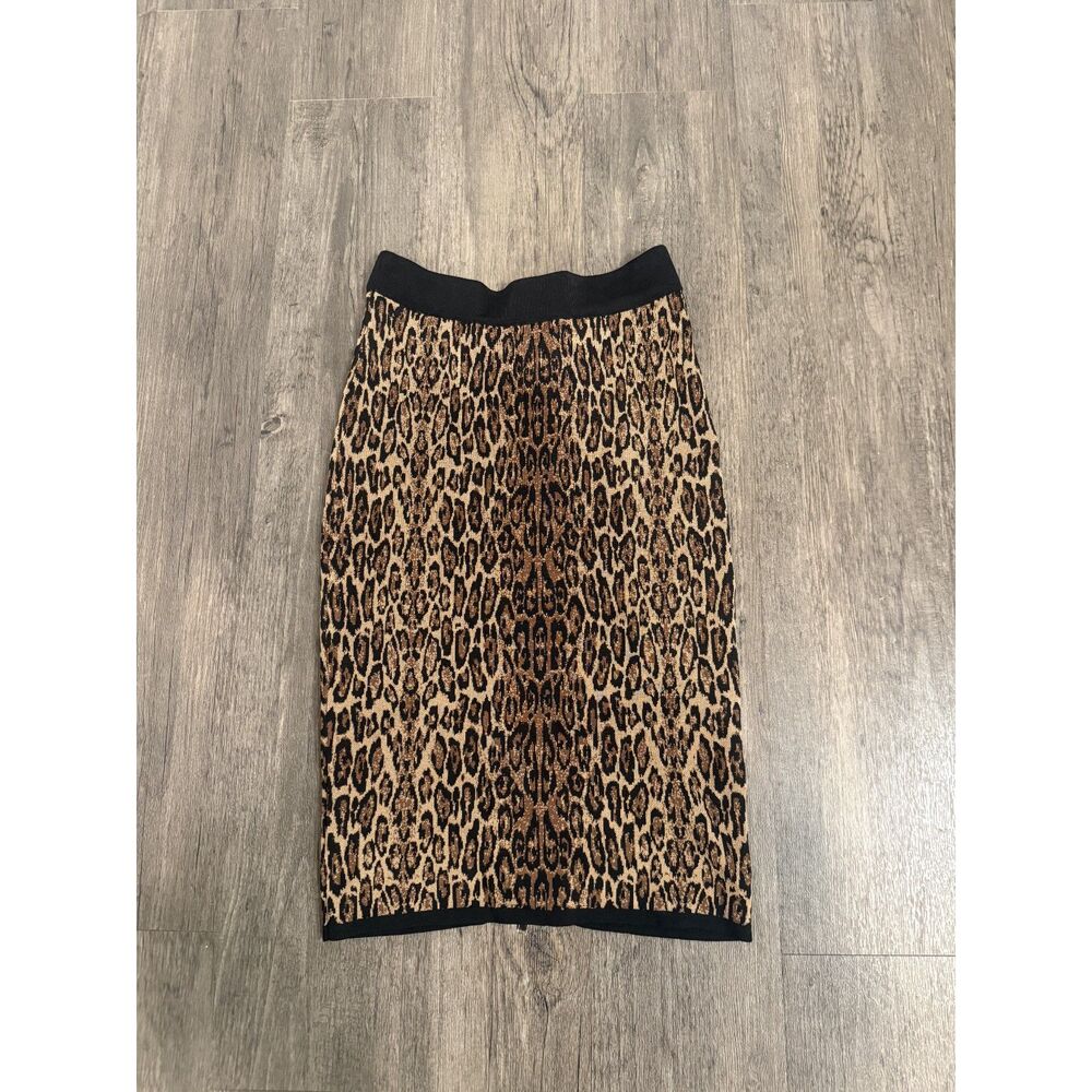 New Leopard Print Stretch Pencil Skirt XS Full Back Zip